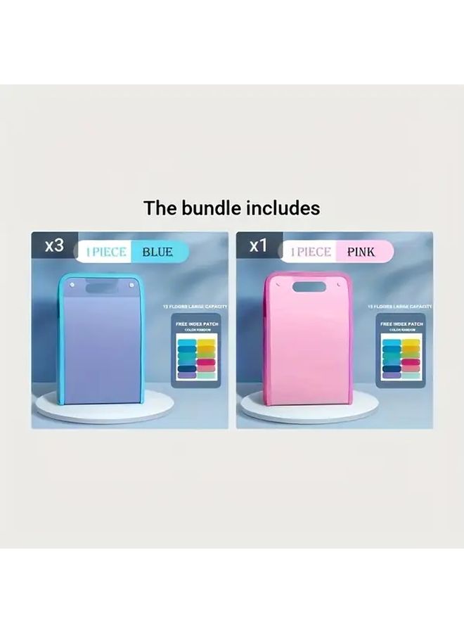Pink 13 Layer Folding Accordion Bag A4 Document Folder For Students And Business - Image 4