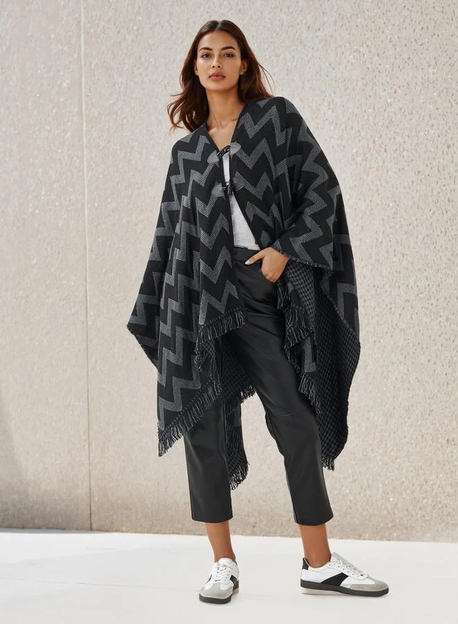 2Xtremz 2Xtremz Long Acrylic Asymmetric Reversible Poncho