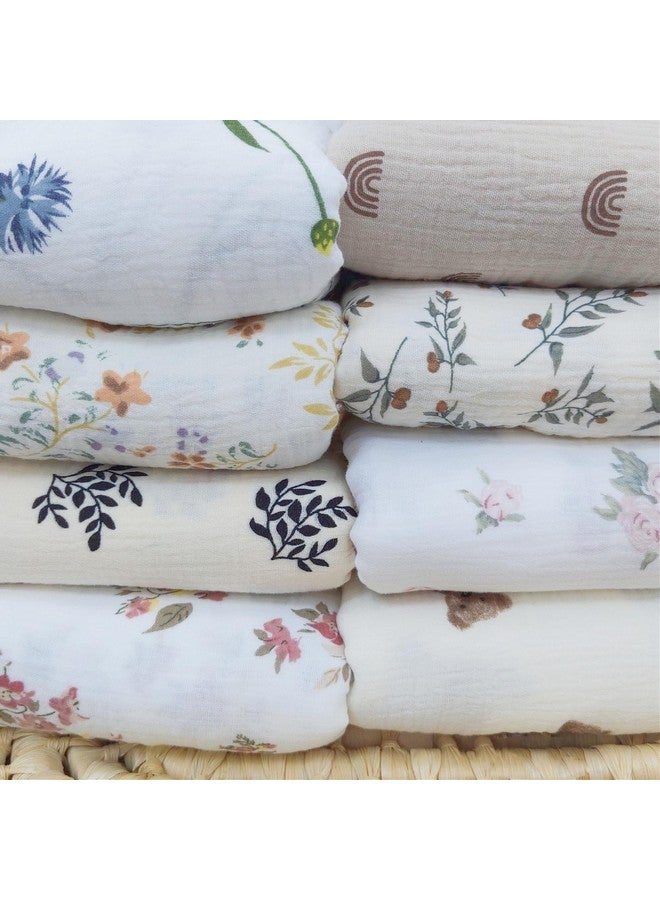 insular Cotton Muslin Baby Blanket with Tassel, Boho Bohemian Muslin Swaddle Blanket Baby Receiving Blanket with Fringe, Nursery Decor Throw or Nursing Blankets, 47" x40”, Floral - Image 2