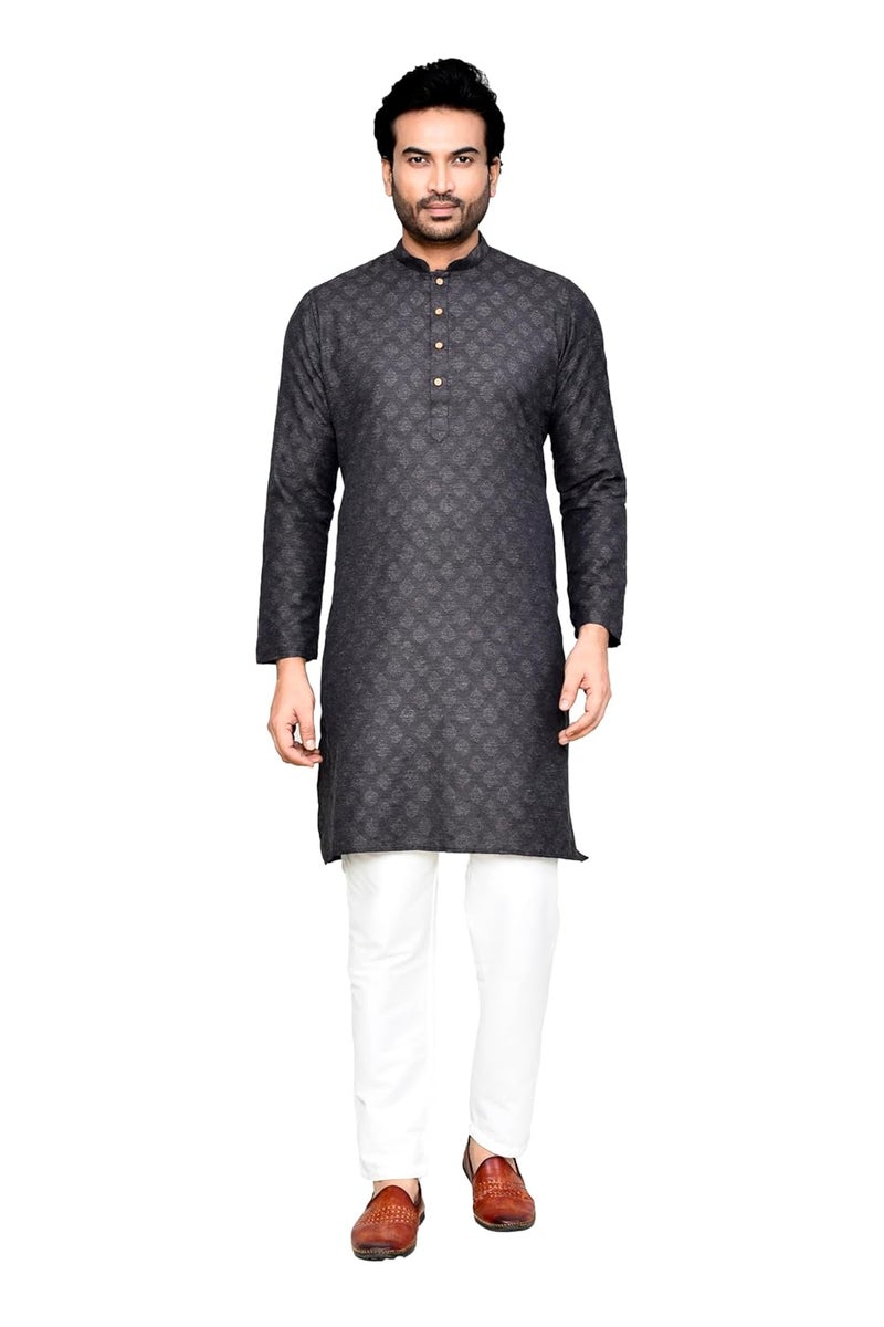 Polyfab Hathkargha Men's Silk Jacquard Kurta Pajama Set | Ethnic Wear for Weddings & Festive Functions - Image 1