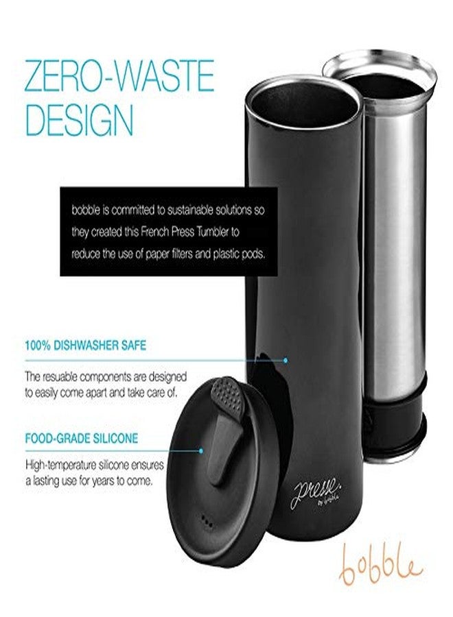 bobble French Coffee Presse, On-The-Go use, Quick Brew, Slim Design, Triple Wall Insulation, 14 oz (Stainless Steel) - Image 4