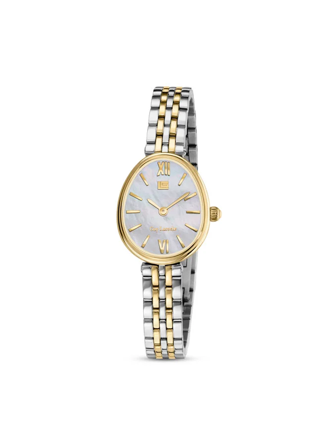 غاي لاروش Lauren White Dial Stainless Steel Bracelet Analog Watch for Women, 26mm