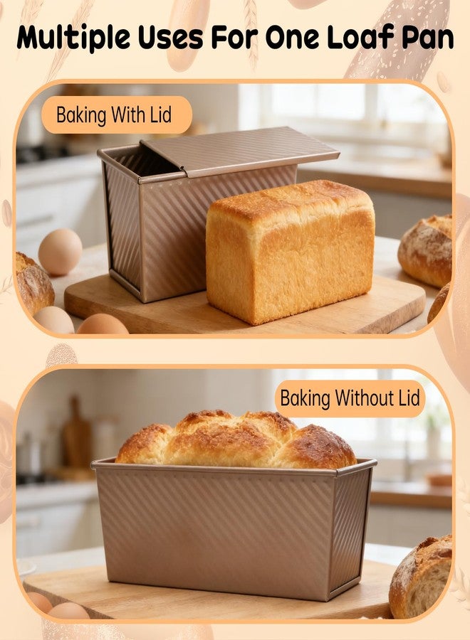 MCIAONE 2 Pack Pullman Loaf Pan with Lid - 2.2LB & 1LB Dough Capacity, Non-Stick Bread Pan for Baking Toast, Carbon Steel Sandwich Bread Pans for Homemade Baking, Square Toast Mold, Housewarming Gift Kitchen - Image 5