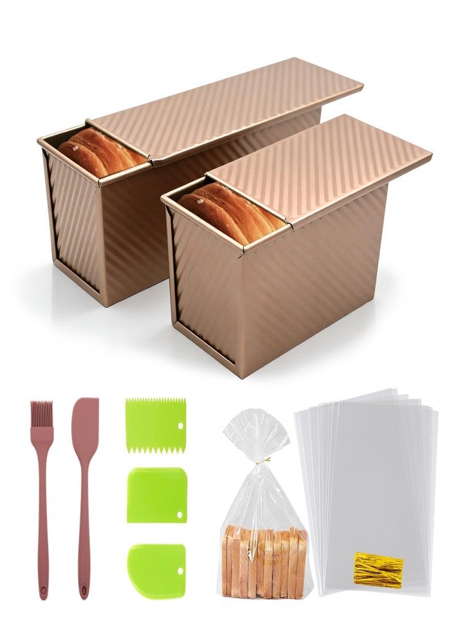 MCIAONE 2 Pack Pullman Loaf Pan with Lid - 2.2LB & 1LB Dough Capacity, Non-Stick Bread Pan for Baking Toast, Carbon Steel Sandwich Bread Pans for Homemade Baking, Square Toast Mold, Housewarming Gift Kitchen - Image 1