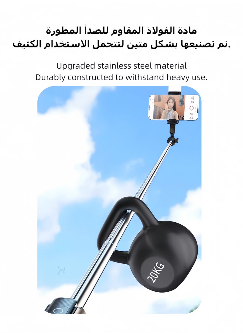 Generic Selfie Sticks Tripod With Wireless Bluetooth Remote, 360° Rotation Portable Phone Holder, Extendable/Mini Size/Lightweight, Portable For Makeup, Selfie, Vlogging, Youtube, Live, Phone/Android  - Image 3
