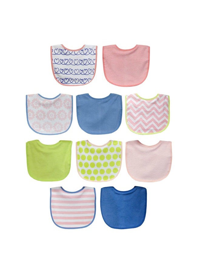 Neat Solutions Girl 10 Pack Water Resistant Bib Set - Image 1