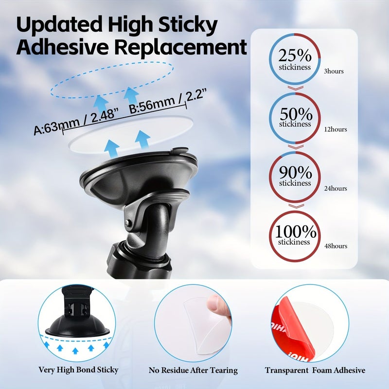 5 Pack 56mm Double Sided Adhesive Pads for Dash Cam Suction Mounts Heat Resistant - Image 2