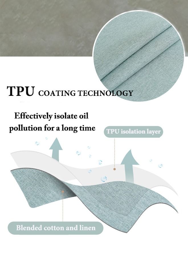 VAOdo Waterproof Tablecloth Spillproof Wrinkle Free Table Cloth Kitchen Dinning Tabletop Decoration Fabric Cotton and Linen Round Table Mat Table Cover for Outdoor and Indoor Use Gray Blue - Image 4