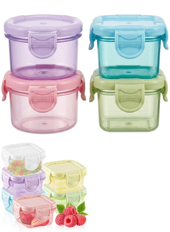 هابي هوم طقم علب حفظ الطعام مع غطاء محكم الغلق 4 قطع سعة 60 مل – حاويات تخزين طعام بلاستيك مانعة للتسرب مع حلقة سيليكون و4 مشابك قفل – علب صلصات وسلطة صغيرة قابلة لإعادة الاستخدام – مناسبة للثلاجة والفريزر وحفظ الوجبات الخفيفة والتتبيلات والمربى والمكسرات للمدرسة والعمل والرحلات - Image 1