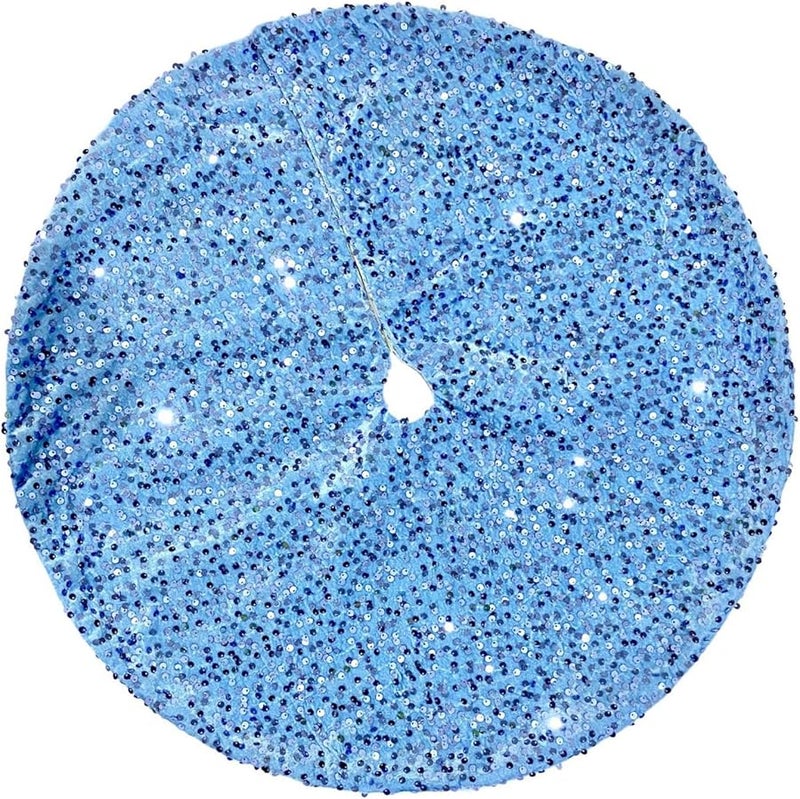 Sn2426b غطاء قاعدة شجرة الكريسماس الدائري تنورة الترتر المتلألئة زينة الاحتفال بمهرجان اكسسوارات - Image 1