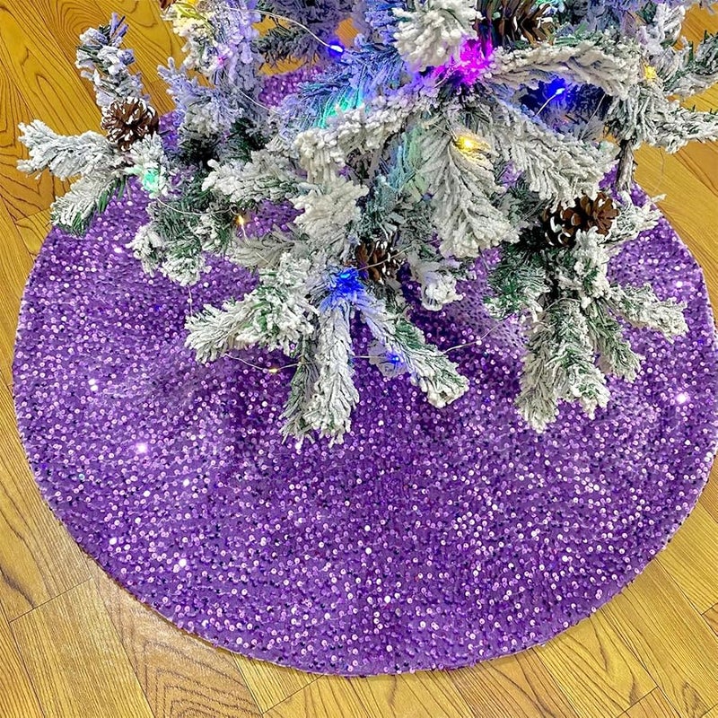 Sn2426b غطاء قاعدة شجرة الكريسماس الدائري تنورة الترتر المتلألئة زينة الاحتفال بمهرجان اكسسوارات - Image 5