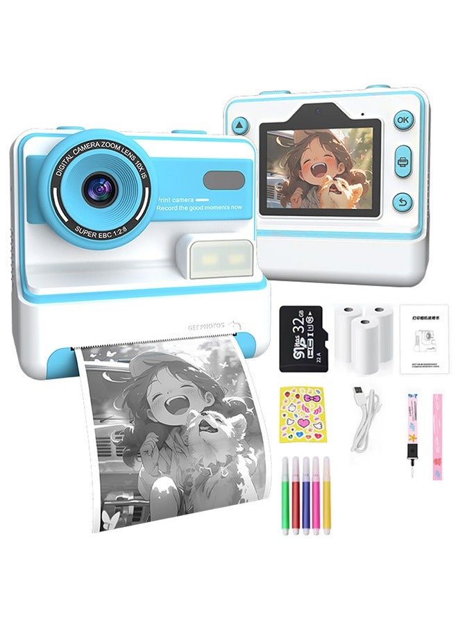 XiuWoo Instant Camera for Children Mini Thermal Printing Camera with 32GB  TF Card Display 2.4 inch 1080P HD Video Photo 36MP Dual Camera 2 rolls included - Image 1