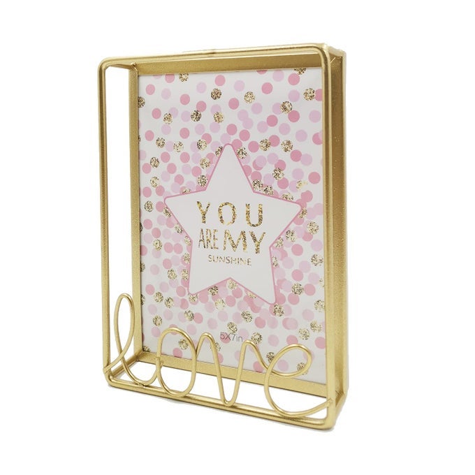 Metal Photo Collage Frame tabletop Picture Frame with LOVE Decoration for DeskGold 5x7