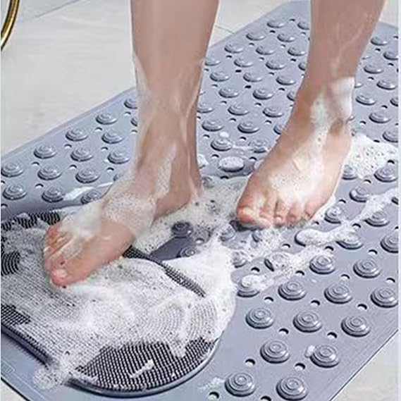 SHRBI Shower Mat Non Slip Bathtub Mat with Suction Cups and Drain Holes Bath Mat Anti Slip for Kids Elderly with Foot Scrubber Massage - Image 2