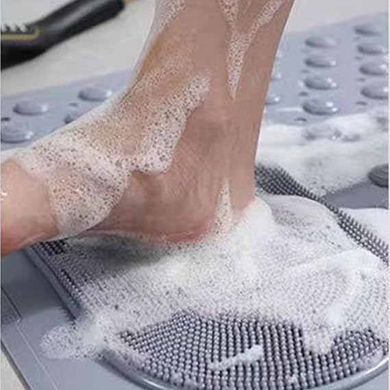 SHRBI Shower Mat Non Slip Bathtub Mat with Suction Cups and Drain Holes Bath Mat Anti Slip for Kids Elderly with Foot Scrubber Massage - Image 4