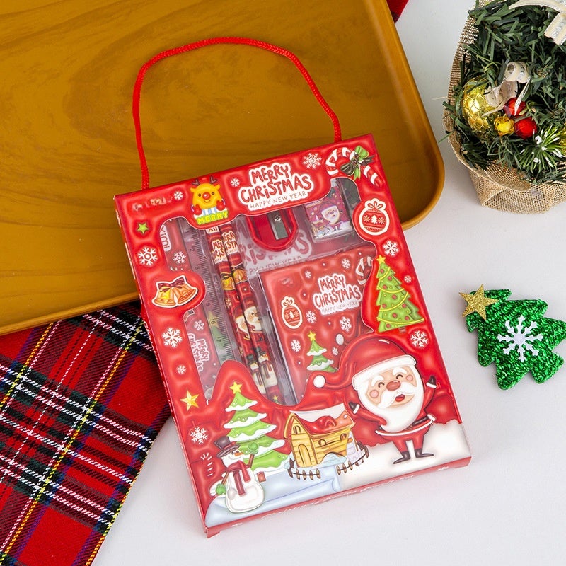 Children Stationery: 6-Piece Durable Compact Red Educational Stationery Set - Vibrant 3D Cartoon Design Learning Tools for Young Learners Home and School Use - Image 1