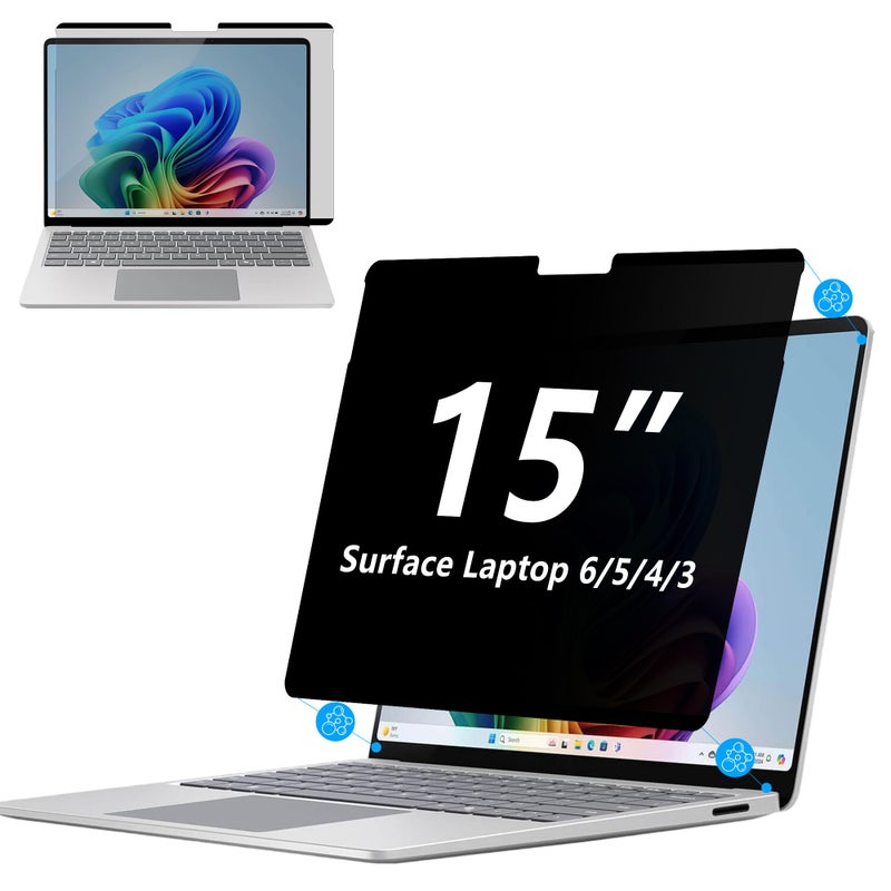 Megoo Privacy Screen Protector for Surface Laptop 6543 15 Inch AntiSpy AntiGlare Blue Light UV Blocking Magnetic Nano Technology Removable Design - Image 2
