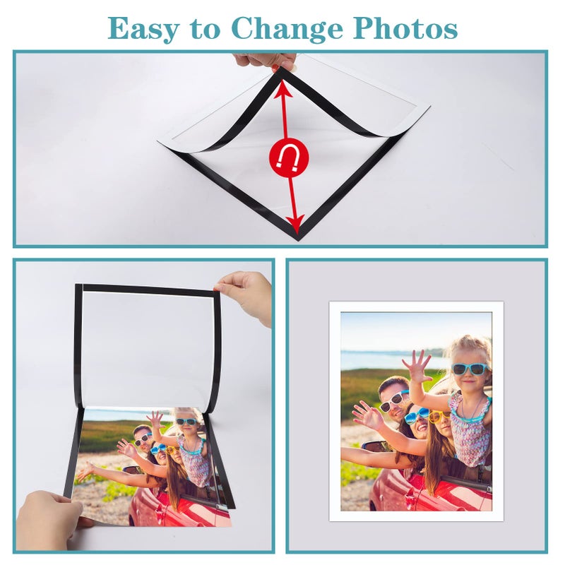 CRUGLA 12 Packs 8.5x11 Magnetic Picture Frames for Refrigerator Locker  8.5 by 11 Photo Certificate Document Frame Bulk  Peel and Stick Kids Artwork Holders for Fridge Dishwasher Whiteboard - Image 4