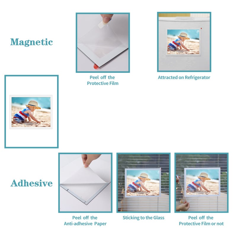 CRUGLA 12 Packs 8.5x11 Magnetic Picture Frames for Refrigerator Locker  8.5 by 11 Photo Certificate Document Frame Bulk  Peel and Stick Kids Artwork Holders for Fridge Dishwasher Whiteboard - Image 3