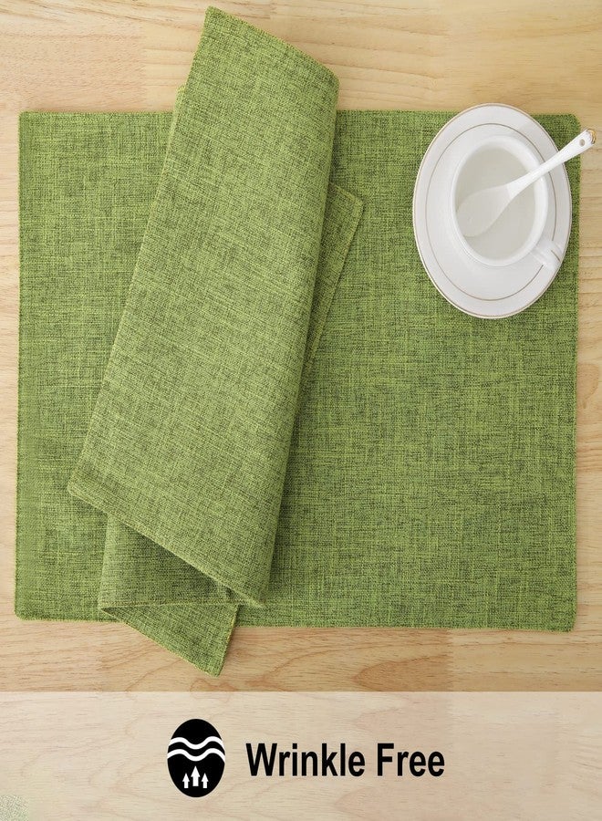 homing Green Cotton Linen Blend Placemats for Dining Table Set of 6 - Washable Farmhouse Kitchen Mats for Indoors & Outdoors - Easy to Clean 14 x 19 Inch - Image 5
