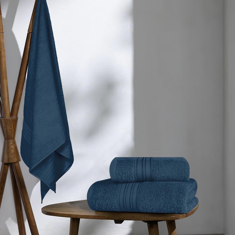 BOUTIQUO Ultra Soft 3 Pack Cotton Towel Set  Contains a Bath Towels 28x55 inch  a Hand Towels 16x24 inch & a Wash Coths 12x12 inch  Ideal Everyday use  Compact & Lightweight - Mineral Blue - Image 4