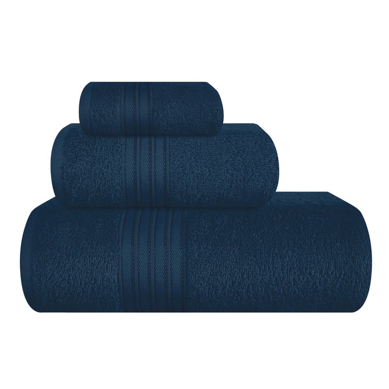 BOUTIQUO Ultra Soft 3 Pack Cotton Towel Set  Contains a Bath Towels 28x55 inch  a Hand Towels 16x24 inch & a Wash Coths 12x12 inch  Ideal Everyday use  Compact & Lightweight - Mineral Blue - Image 1