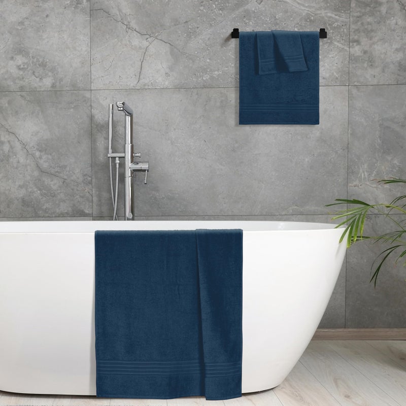 BOUTIQUO Ultra Soft 3 Pack Cotton Towel Set  Contains a Bath Towels 28x55 inch  a Hand Towels 16x24 inch & a Wash Coths 12x12 inch  Ideal Everyday use  Compact & Lightweight - Mineral Blue - Image 5