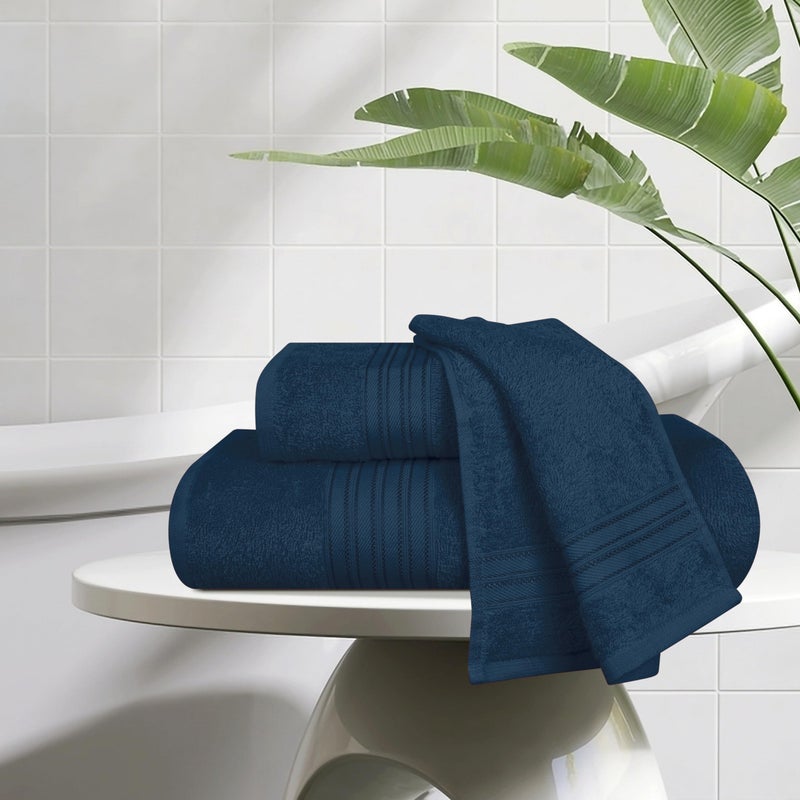 BOUTIQUO Ultra Soft 3 Pack Cotton Towel Set  Contains a Bath Towels 28x55 inch  a Hand Towels 16x24 inch & a Wash Coths 12x12 inch  Ideal Everyday use  Compact & Lightweight - Mineral Blue - Image 3