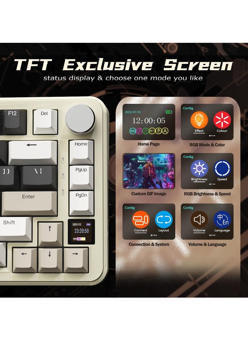 هجوم القرش لوحة مفاتيح ألعاب ميكانيكية X85Pro ثلاثية الوضع RGB بلوتوث لاسلكية تخصيص توصيل ساخن مع شاشة عرض للمكتب - Image 3