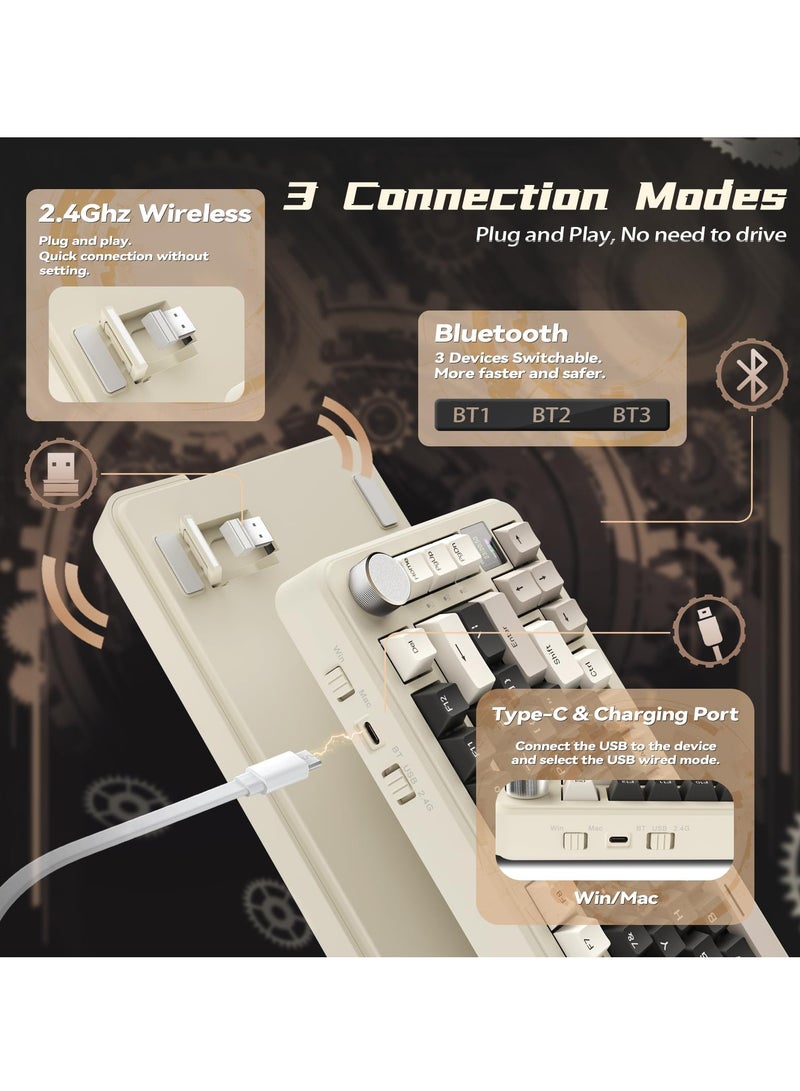 هجوم القرش لوحة مفاتيح ألعاب ميكانيكية X85Pro ثلاثية الوضع RGB بلوتوث لاسلكية تخصيص توصيل ساخن مع شاشة عرض للمكتب - Image 4