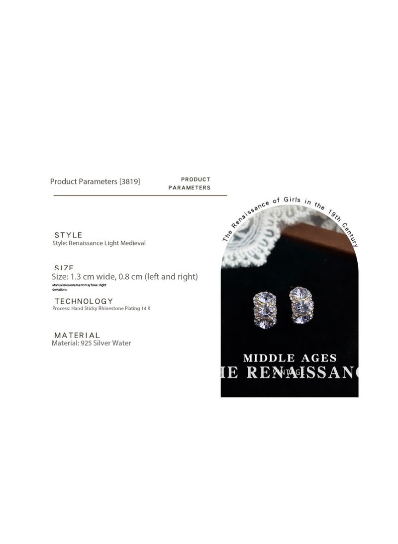Vintage Purple Full-Diamond Mid-Temperature Style Earrings | Dubai Luxury French Retro Earrings - Image 5
