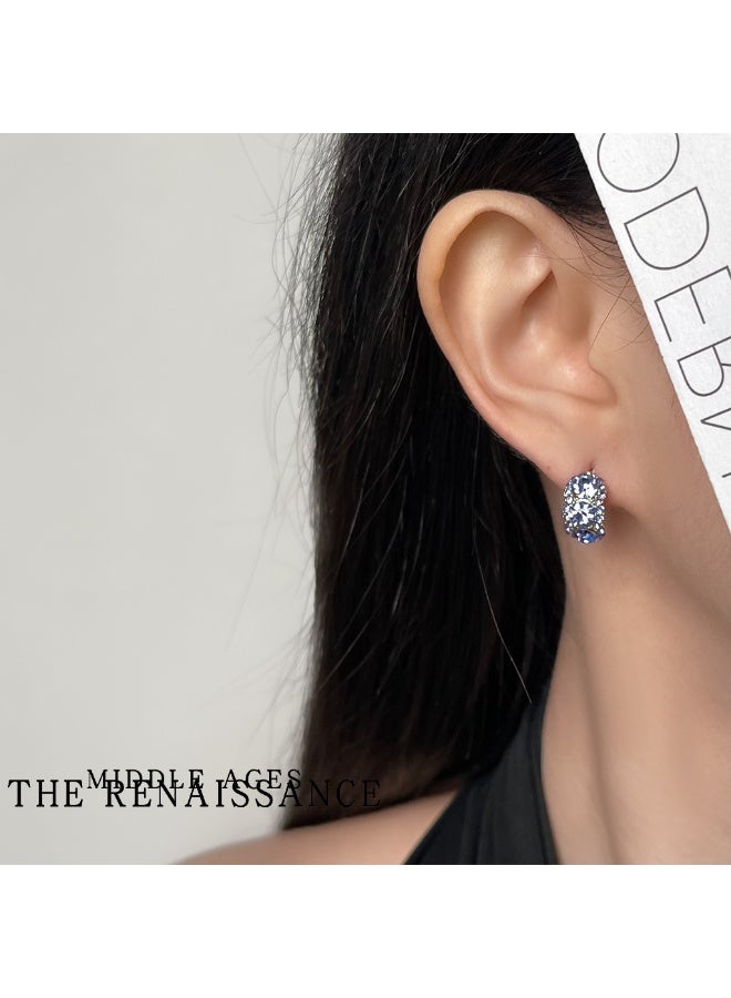 Vintage Purple Full-Diamond Mid-Temperature Style Earrings | Dubai Luxury French Retro Earrings - Image 2
