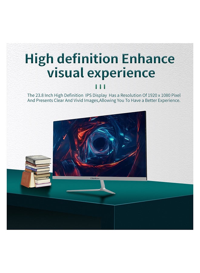 ElieKen 23.8 Inch Ips Display Monitor,Ultra Thin Computer Screen Flat Panel With Vga And Hdmi Port White - Image 2