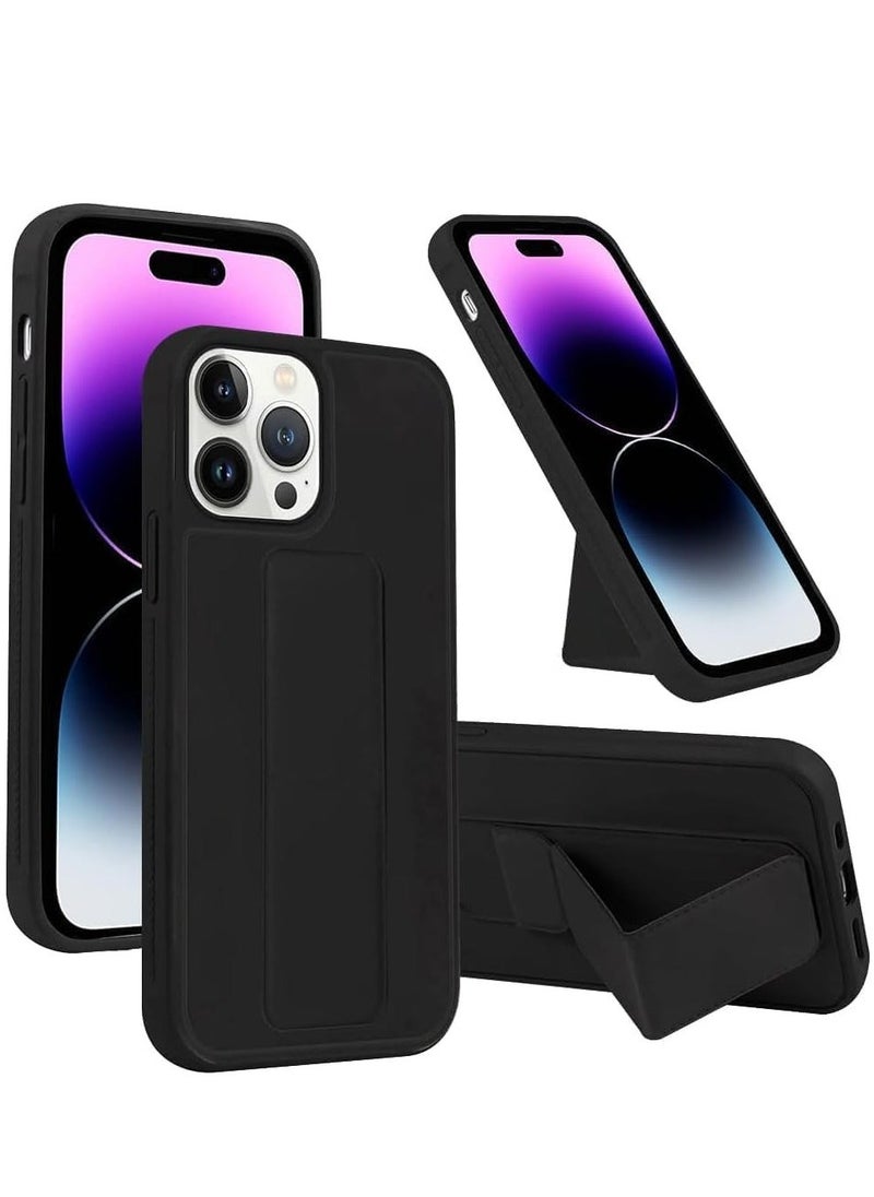 Raxoom iPhone 16 Pro Max Black Magnetic Kickstand Case with Premium Silicone, Vertical & Horizontal Hand Strap, and Multi-Stand - Image 1