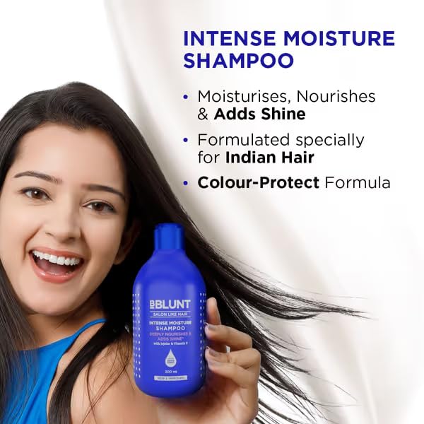 BBLUNT BBLUNT Intense Moisture Shampoo with Jojoba and Vitamin E for Dry Frizzy Hair 300 ml - Image 3