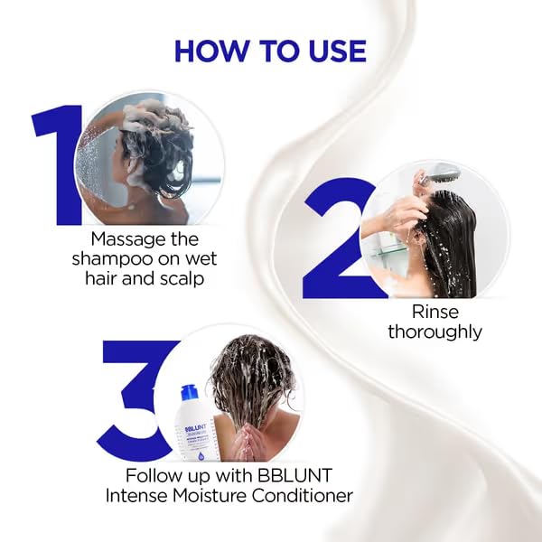 BBLUNT BBLUNT Intense Moisture Shampoo with Jojoba and Vitamin E for Dry Frizzy Hair 300 ml - Image 4