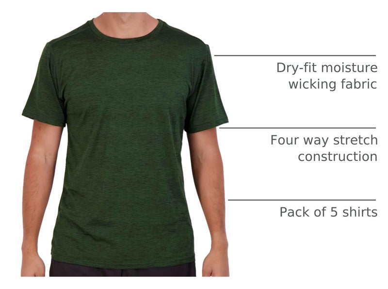 REALESSENTIALS Real Essentials 5 Pack: Menâ€™s Short Sleeve Dry Fit T-Shirts â€“ Moisture Wicking Athletic Workout Gym Fitness Casual Tees, Set 11, X-Large - Image 4