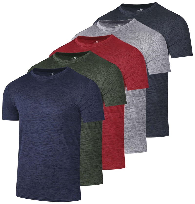 REALESSENTIALS Real Essentials 5 Pack: Menâ€™s Short Sleeve Dry Fit T-Shirts â€“ Moisture Wicking Athletic Workout Gym Fitness Casual Tees, Set 11, X-Large - Image 1
