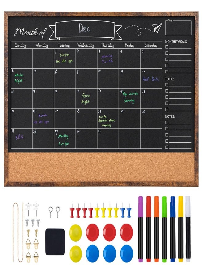 JEFURE Magnetic Chalkboard Calendar, 24x36 Inches Dry Erase Bulletin Board for Wall, Combination Blackboard for Office, School and Home - Image 1