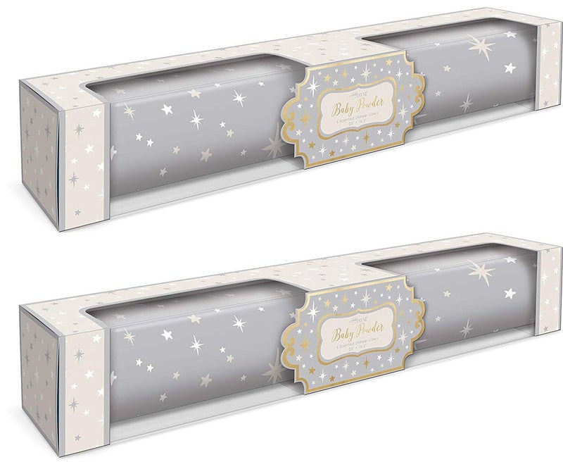 Lady Jayne Baby Powder Scented Drawer Liners 6 Liners per Unit Twinkle Star Pattern 2 Units