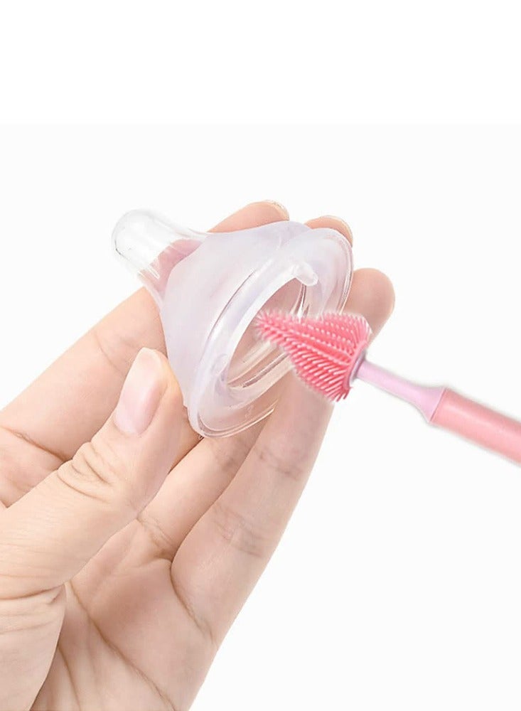 3-Piece Silicone Baby Bottle Cleaning Brush Set with Nipple and Straw Cleaner for Safe Easy Use for 9-12 Months Babies - Image 2