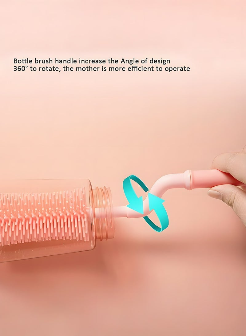 3-Piece Silicone Baby Bottle Cleaning Brush Set with Nipple and Straw Cleaner for Safe Easy Use for 9-12 Months Babies - Image 5