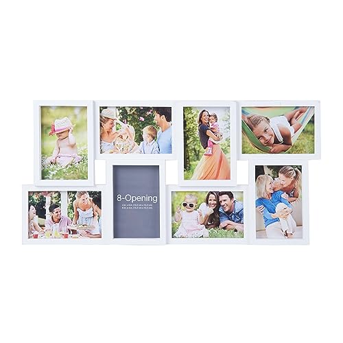MELANNCO 24 x 12 Inch 8 Opening Photo Collage Frame, Displays Four 4x6 and Four 6x4 Inch Photos, White - Image 2