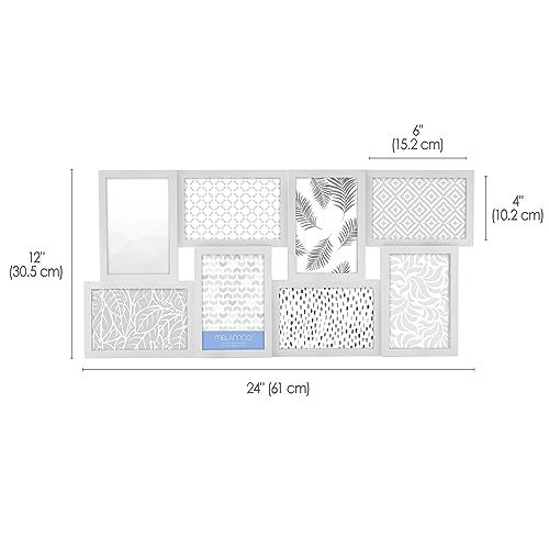 MELANNCO 24 x 12 Inch 8 Opening Photo Collage Frame, Displays Four 4x6 and Four 6x4 Inch Photos, White - Image 3