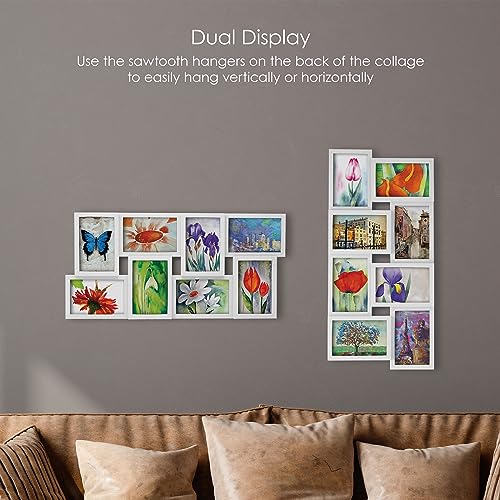 MELANNCO 24 x 12 Inch 8 Opening Photo Collage Frame, Displays Four 4x6 and Four 6x4 Inch Photos, White - Image 5