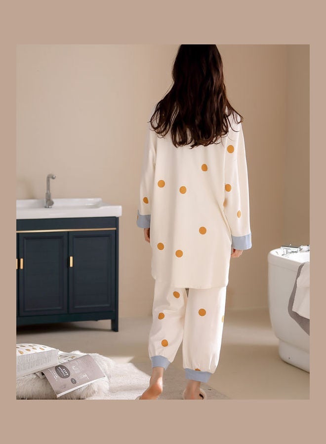 NIBEMINENT 2-Piece Polka Dot Printed Pyjama Set White/Blue/Yellow - Image 3