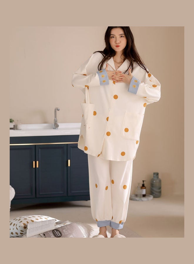 NIBEMINENT 2-Piece Polka Dot Printed Pyjama Set White/Blue/Yellow - Image 2