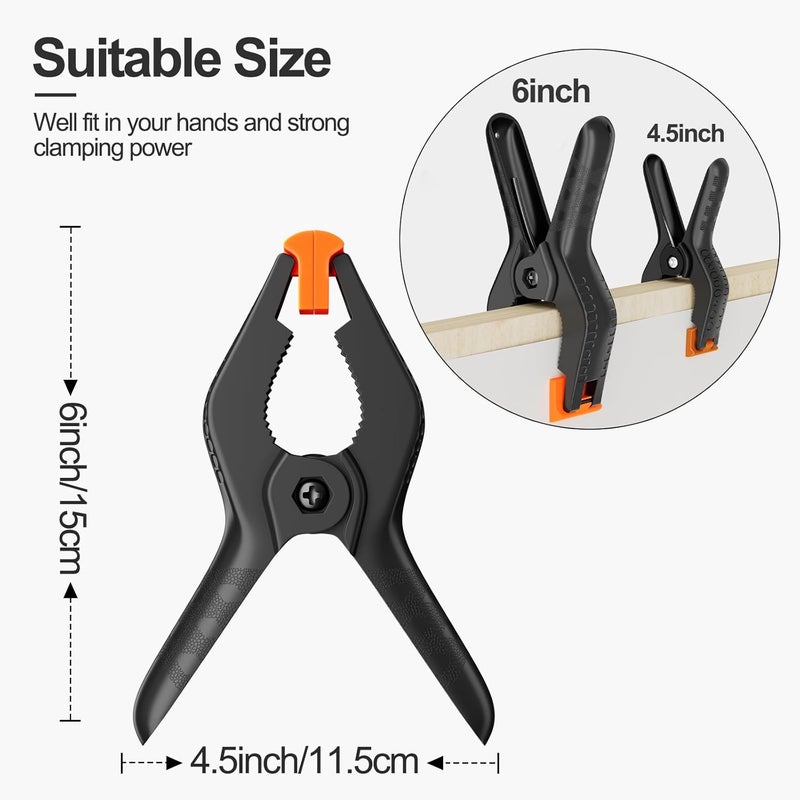 EMART 6 Pack Heavy Duty Muslin Spring Clamps, 6 inch Photo Booth Backdrop Clips for Photography Studio - Image 2