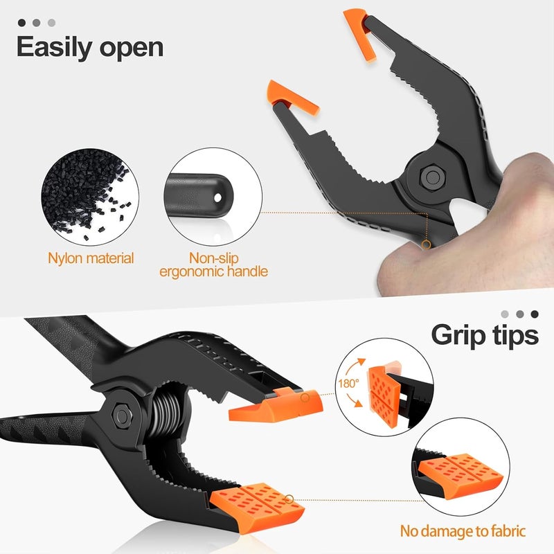 EMART 6 Pack Heavy Duty Muslin Spring Clamps, 6 inch Photo Booth Backdrop Clips for Photography Studio - Image 5