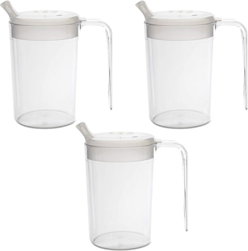 Providence Spillproof Independence 10oz 1-Handle Plastic Mug with 2 Style Lids, Lightweight Drinking Cup with Easy-to-Grasp Handles for Hot and Cold Beverages, PSC 55 Spill-Resistant Adult Sippy Cup - 3 Pack - Image 1